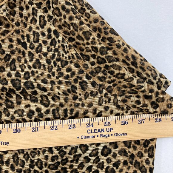 Lauren Ralph Lauren size 3X Leopard Print Ruffle Mesh Stretch Short Sleeve Top - Picture 7 of 10
